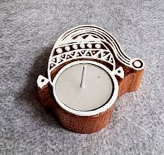 Handmade Wooden T Light Candle Set of 5 Decor